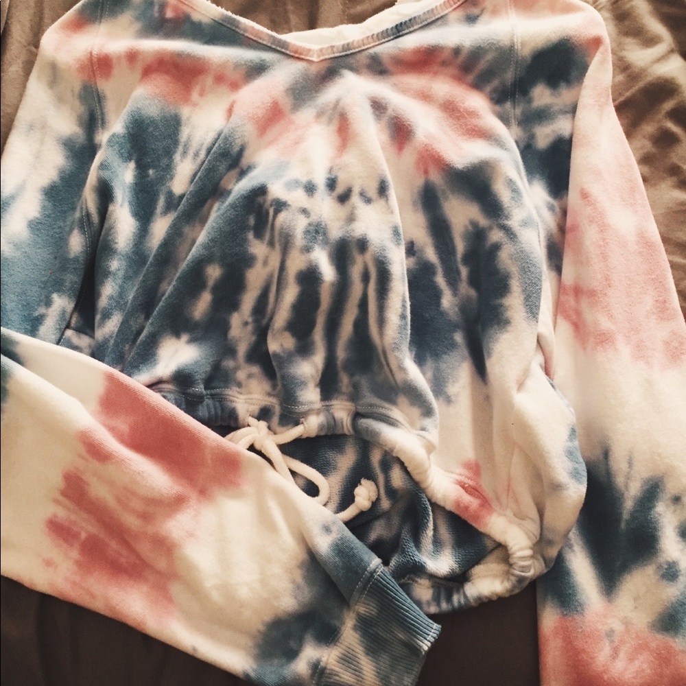 pink and blue long sleeve hoodie